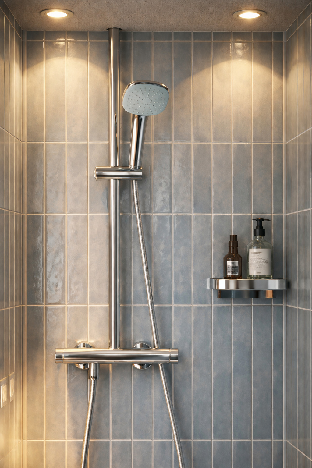 Pommeau Aqualis installé dans une salle de bain d'hôtel premium